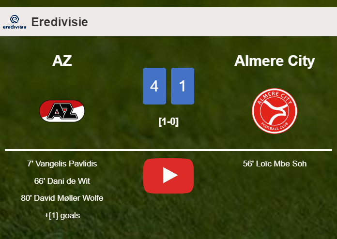 AZ annihilates Almere City 4-1 with a superb match. HIGHLIGHTS
