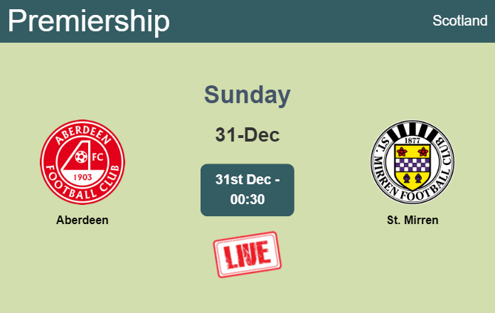 How to watch Aberdeen vs. St. Mirren on live stream and at what time