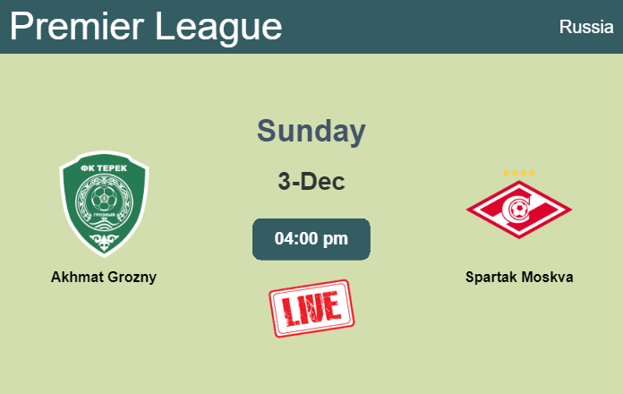 How to watch Akhmat Grozny vs. Spartak Moskva on live stream and at what time