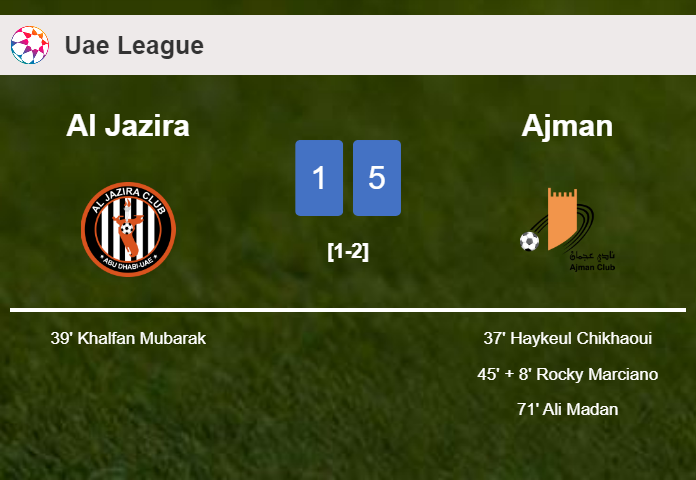 Ajman tops Al Jazira 5-1 after playing a incredible match