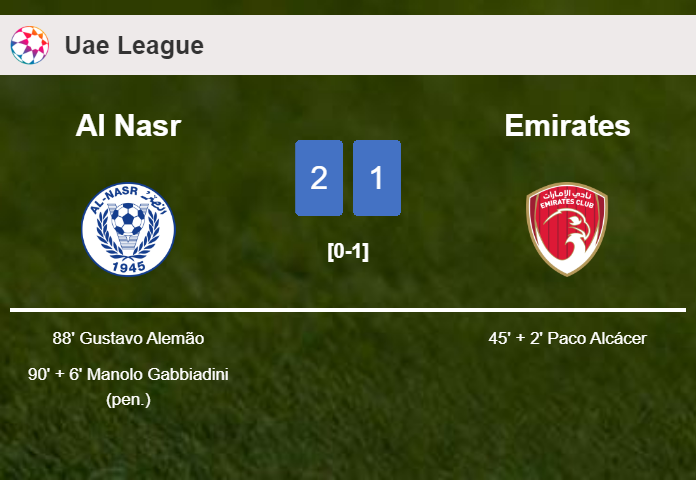 Al Nasr recovers a 0-1 deficit to defeat Emirates 2-1