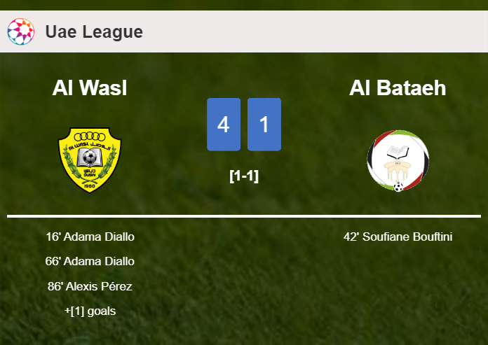 Al Wasl demolishes Al Bataeh 4-1 after playing a great match