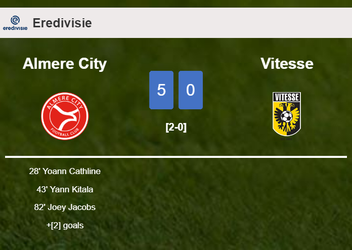 Almere City obliterates Vitesse 5-0 playing a great match