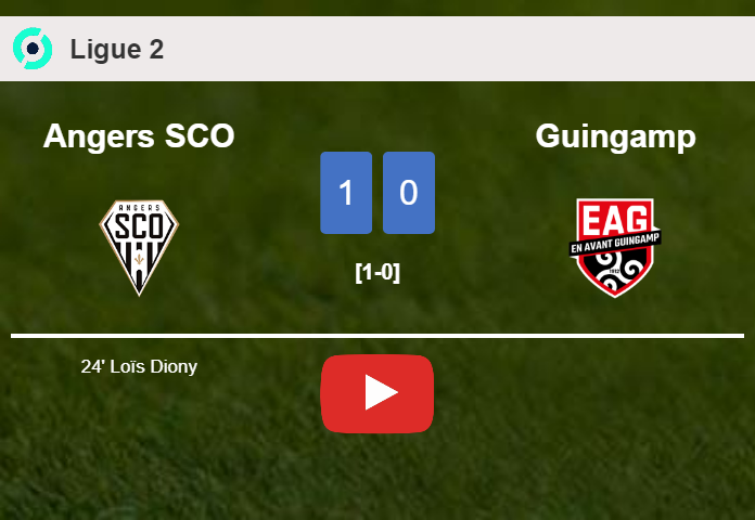 Angers SCO beats Guingamp 1-0 with a goal scored by L. Diony. HIGHLIGHTS