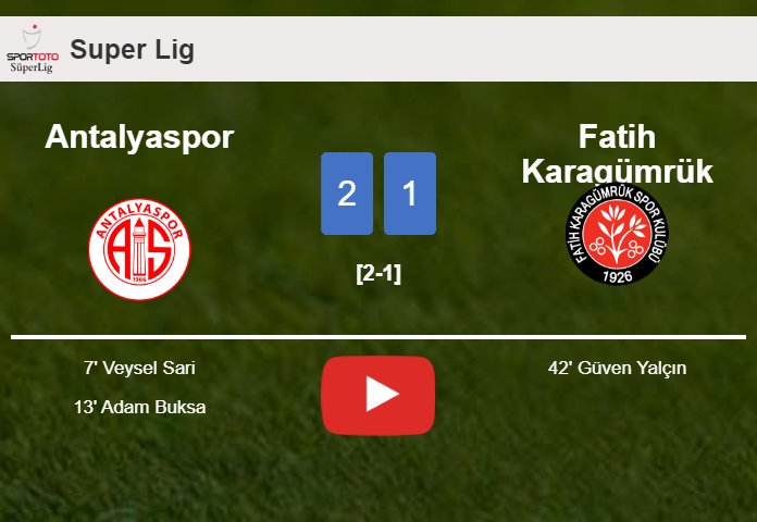 Antalyaspor beats Fatih Karagümrük 2-1. HIGHLIGHTS