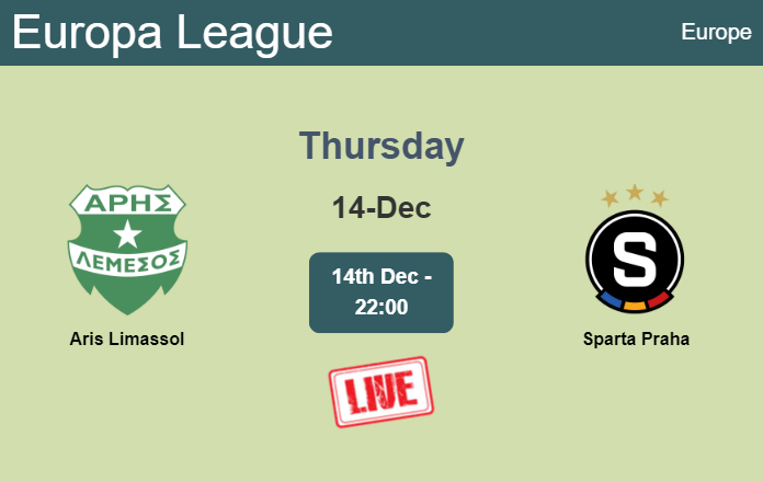 How to watch Aris Limassol vs. Sparta Praha on live stream and at what time