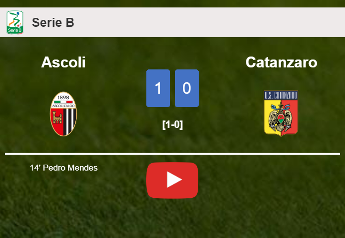 Ascoli overcomes Catanzaro 1-0 with a goal scored by P. Mendes. HIGHLIGHTS