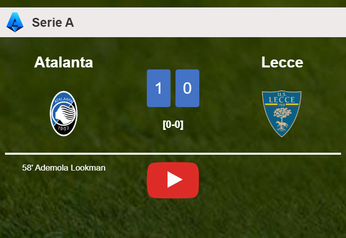 Atalanta tops Lecce 1-0 with a goal scored by A. Lookman. HIGHLIGHTS