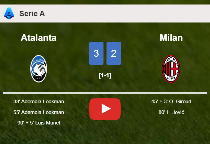 Atalanta defeats Milan 3-2. HIGHLIGHTS
