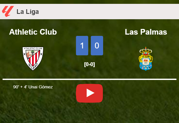 Athletic Club beats Las Palmas 1-0 with a late goal scored by U. Gómez. HIGHLIGHTS