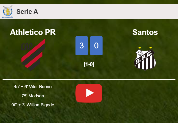 Athletico PR overcomes Santos 3-0. HIGHLIGHTS