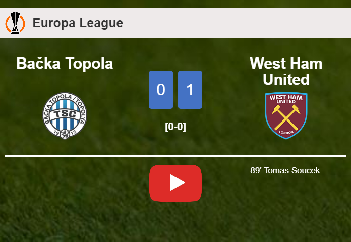 West Ham United conquers Bačka Topola 1-0 with a late goal scored by T. Soucek . HIGHLIGHTS