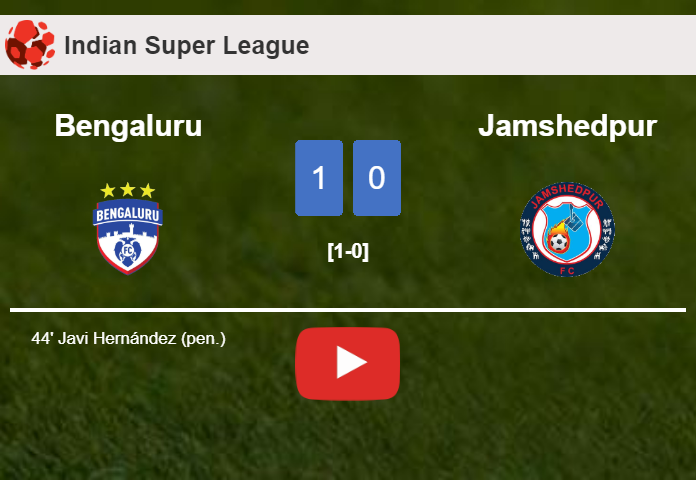 Bengaluru defeats Jamshedpur 1-0 with a goal scored by J. Hernández. HIGHLIGHTS