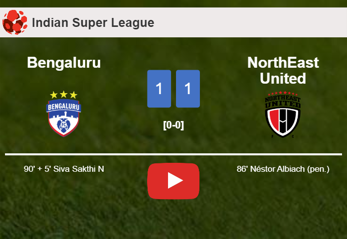 Bengaluru snatches a draw against NorthEast United. HIGHLIGHTS