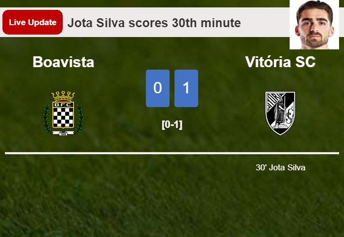 LIVE UPDATES. Vitória SC leads Boavista 1-0 after Jota Silva scored in the 30th minute