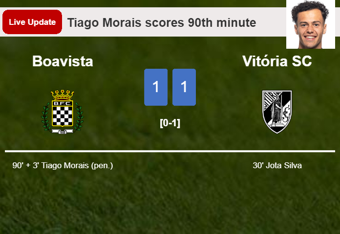 LIVE UPDATES. Boavista draws Vitória SC with a penalty from Tiago Morais in the 90th minute and the result is 1-1