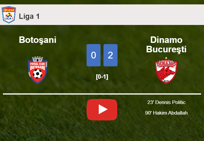 Dinamo Bucureşti prevails over Botoşani 2-0 on Monday. HIGHLIGHTS