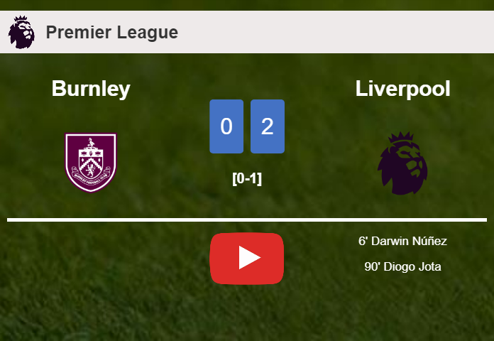 Liverpool defeated Burnley with a 2-0 win. HIGHLIGHTS