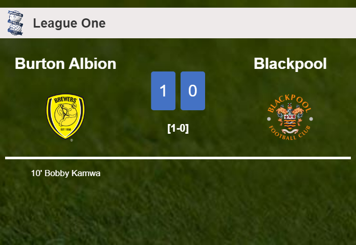 Burton Albion prevails over Blackpool 1-0 with a goal scored by B. Kamwa