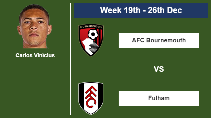 FANTASY PREMIER LEAGUE. Carlos Vinícius statistics before competing against AFC Bournemouth on Tuesday 26th of December for the 19th week.