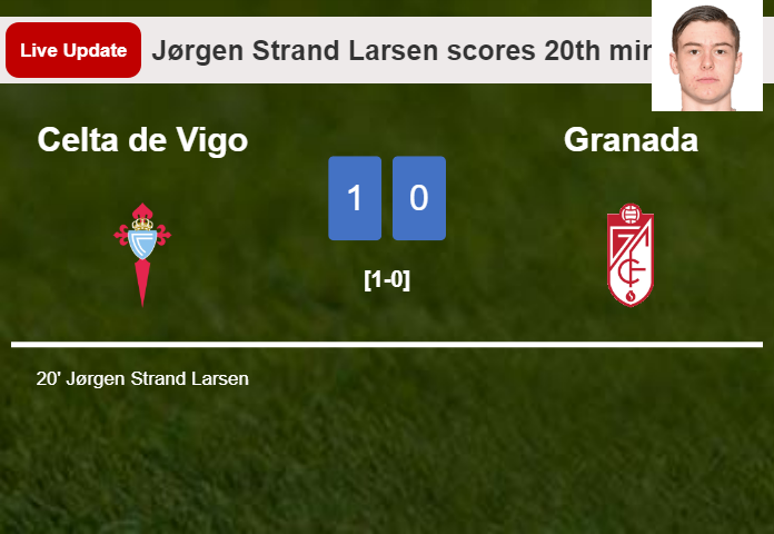 LIVE UPDATES. Celta de Vigo leads Granada 1-0 after Jørgen Strand Larsen scored in the 20th minute