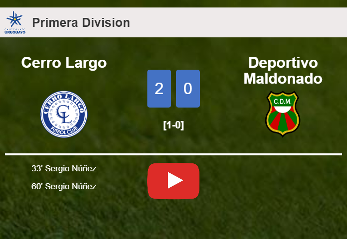 S. Núñez scores 2 goals to give a 2-0 win to Cerro Largo over Deportivo Maldonado. HIGHLIGHTS