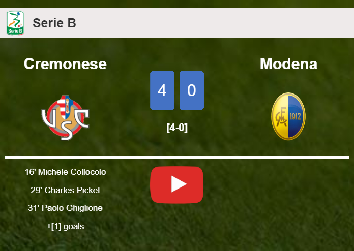 Cremonese crushes Modena 4-0 with a superb match. HIGHLIGHTS