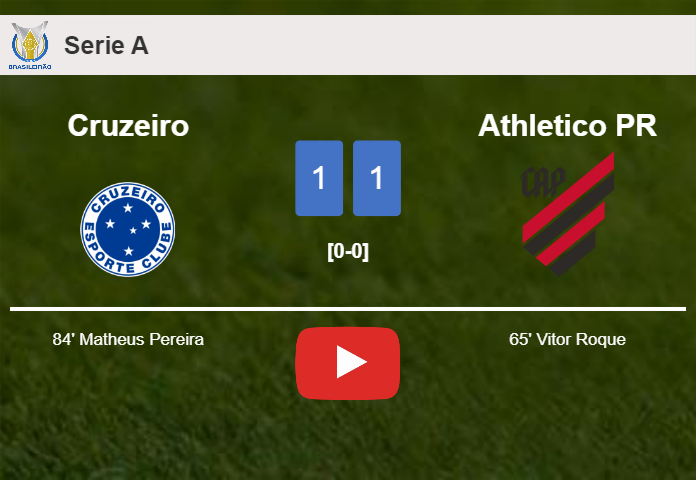 Cruzeiro and Athletico PR draw 1-1 after Bruno Rodrigues didn't score a penalty. HIGHLIGHTS