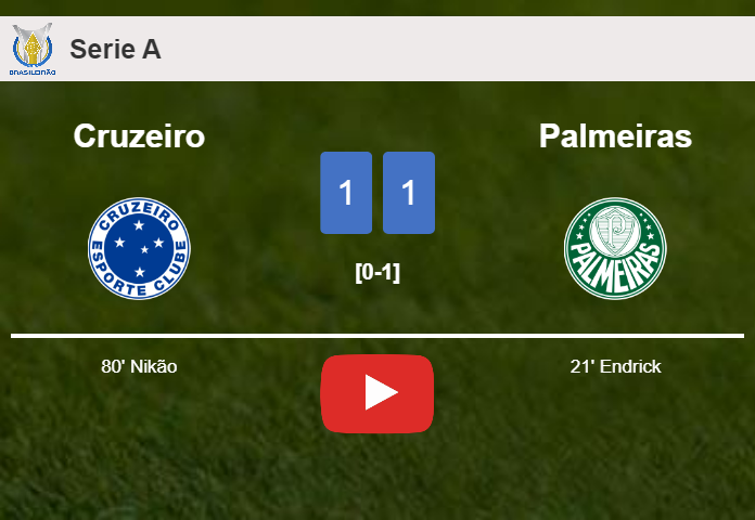 Cruzeiro and Palmeiras draw 1-1 on Wednesday. HIGHLIGHTS