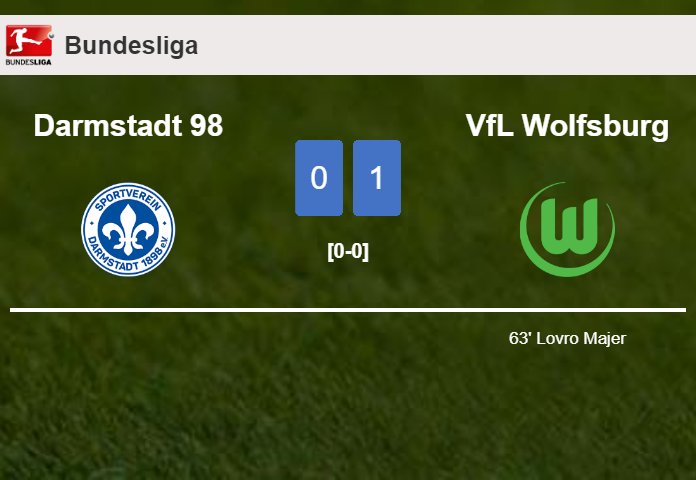 VfL Wolfsburg defeats Darmstadt 98 1-0 with a goal scored by L. Majer