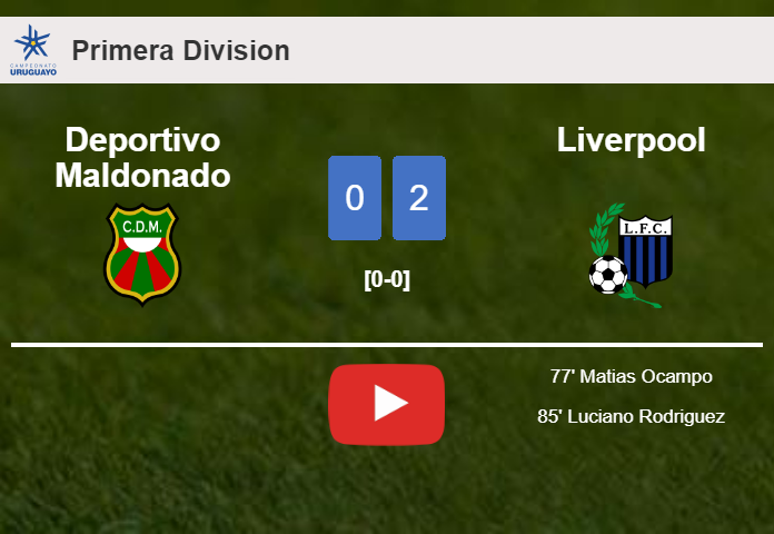 Liverpool tops Deportivo Maldonado 2-0 on Saturday. HIGHLIGHTS