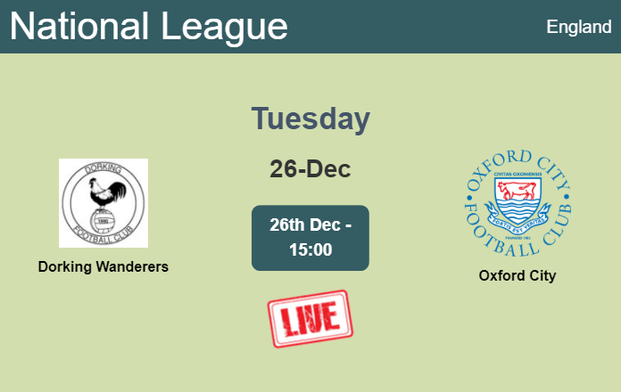 How to watch Dorking Wanderers vs. Oxford City on live stream and at what time