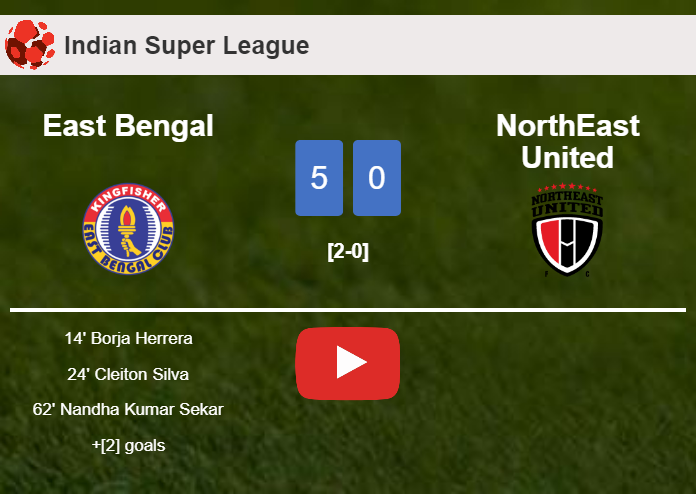 East Bengal wipes out NorthEast United 5-0 with an outstanding performance. HIGHLIGHTS