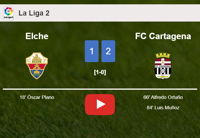 FC Cartagena recovers a 0-1 deficit to conquer Elche 2-1. HIGHLIGHTS