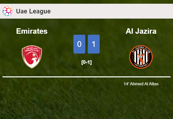 Al Jazira prevails over Emirates 1-0 with a goal scored by A. Al