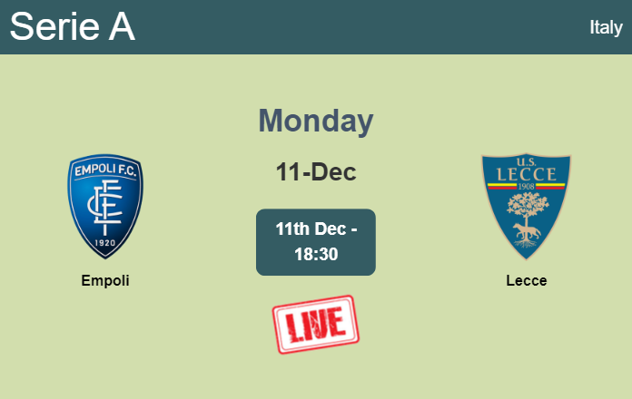 How to watch Empoli vs. Lecce on live stream and at what time