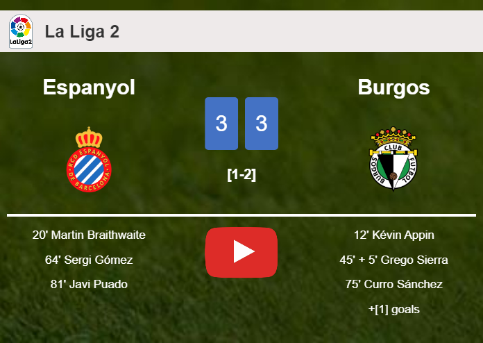 Espanyol and Burgos draws a crazy match 3-3 on Tuesday. HIGHLIGHTS