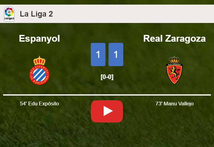 Espanyol and Real Zaragoza draw 1-1 on Friday. HIGHLIGHTS