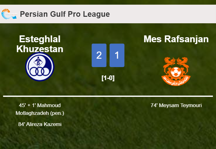 Esteghlal Khuzestan overcomes Mes Rafsanjan 2-1