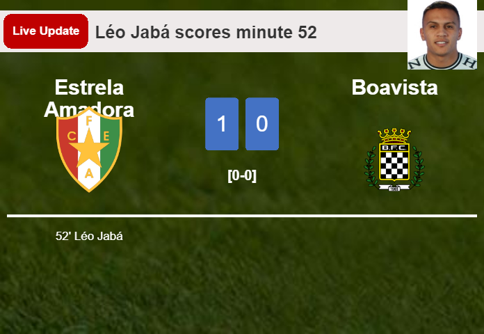 LIVE UPDATES. Estrela Amadora leads Boavista 1-0 after Léo Jabá scored in the 52 minute