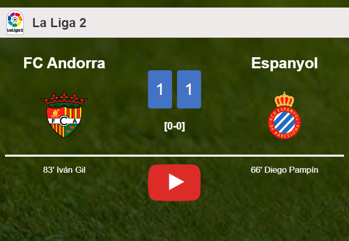 FC Andorra and Espanyol draw 1-1 on Saturday. HIGHLIGHTS