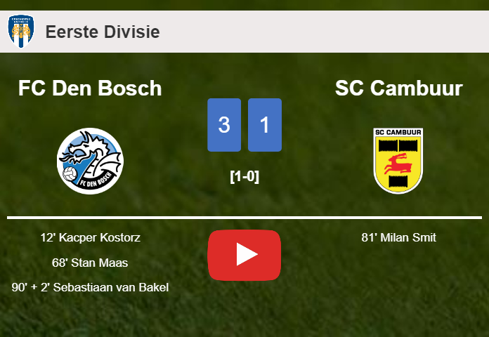 FC Den Bosch prevails over SC Cambuur 3-1. HIGHLIGHTS