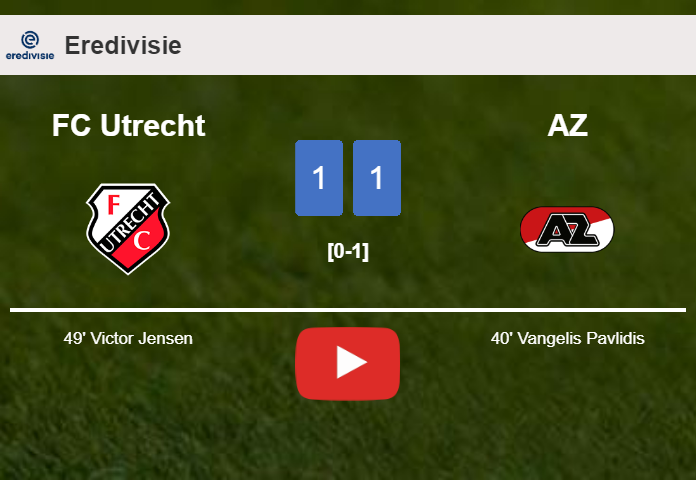 FC Utrecht and AZ draw 1-1 on Sunday. HIGHLIGHTS