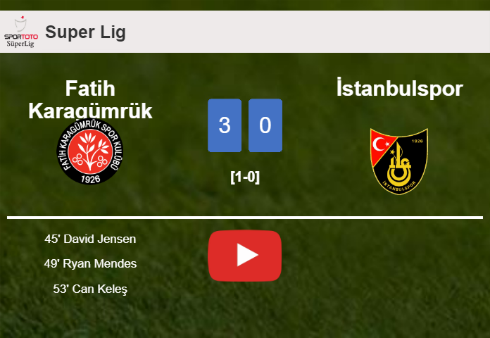 Fatih Karagümrük tops İstanbulspor 3-0. HIGHLIGHTS