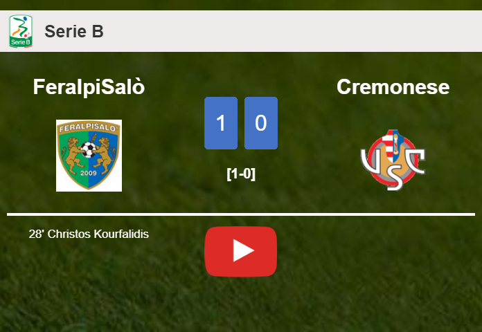FeralpiSalò overcomes Cremonese 1-0 with a goal scored by C. Kourfalidis. HIGHLIGHTS