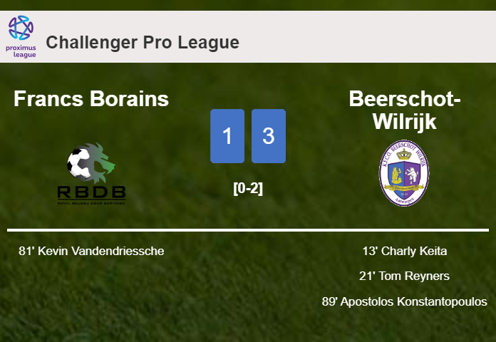 Beerschot-Wilrijk defeats Francs Borains 3-1