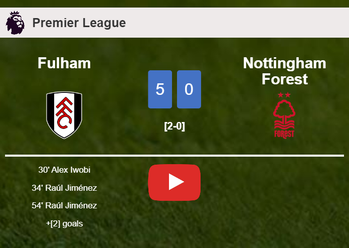 Fulham liquidates Nottingham Forest 5-0 with a superb match. HIGHLIGHTS