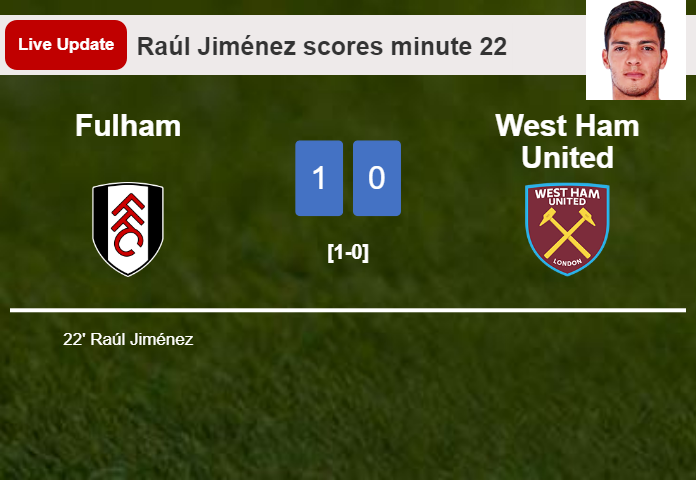 LIVE UPDATES. Fulham leads West Ham United 1-0 after Raúl Jiménez scored in the 22 minute