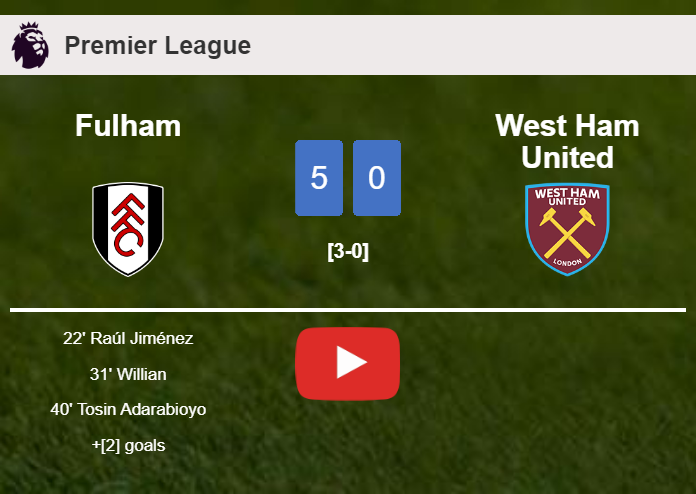 Fulham wipes out West Ham United 5-0 with a great performance. HIGHLIGHTS