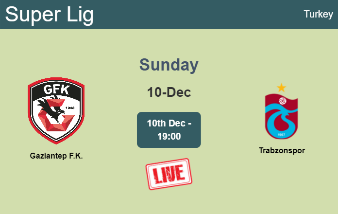 How to watch Gaziantep F.K. vs. Trabzonspor on live stream and at what time